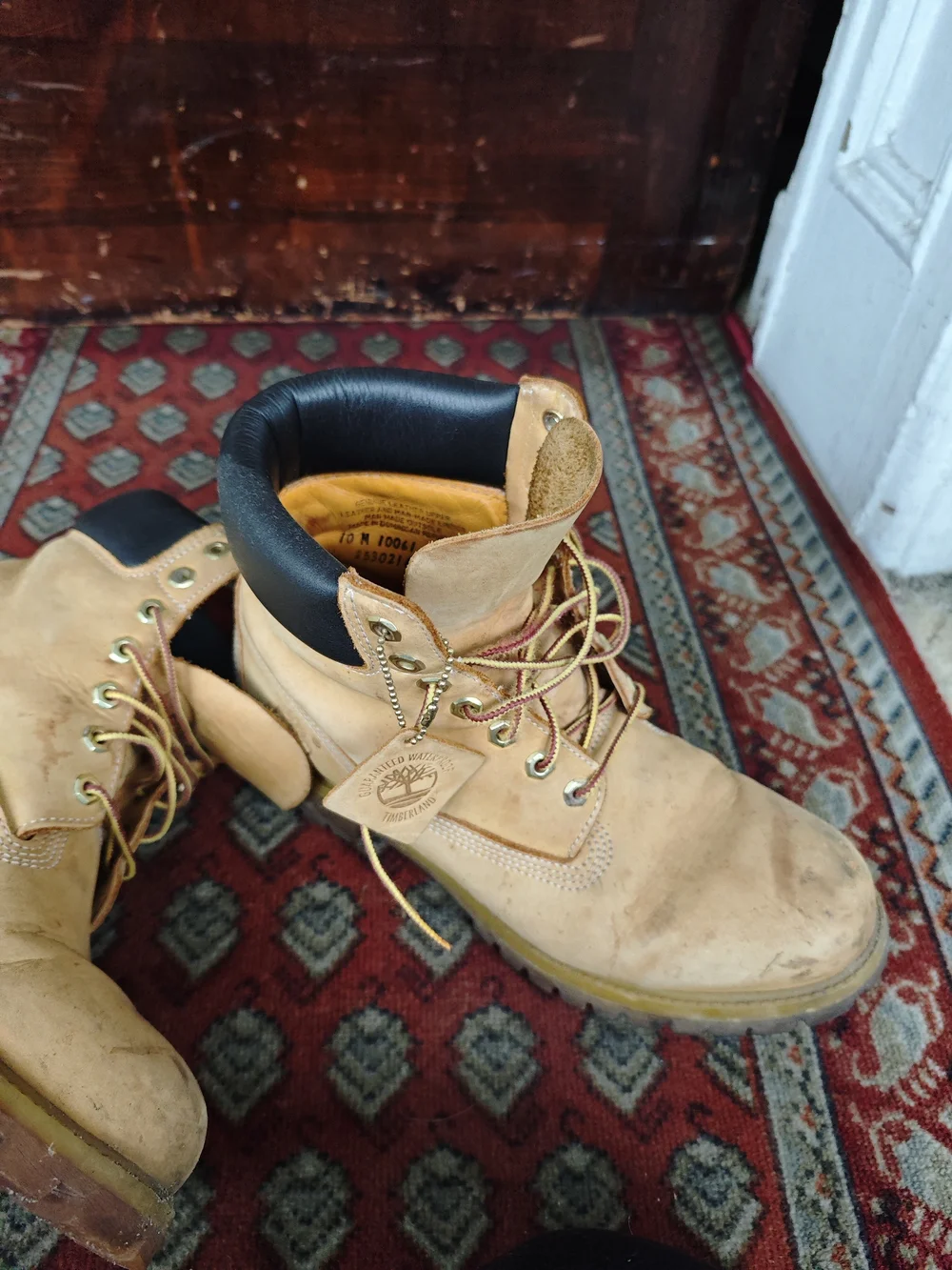 Timberland Wheat/Tan Work Boots with Black Collar